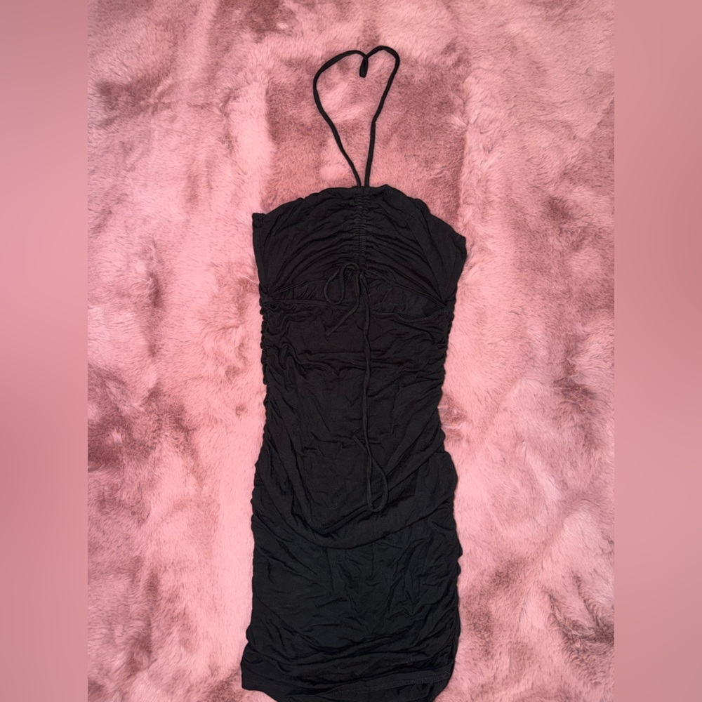 Elegant Black Ruched Dress